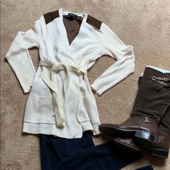 Ralph Lauren Sweaters - Ralph Lauren Suede Shoulder Belted Duster